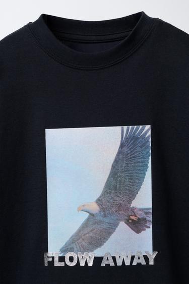 T-SHIRT À IMPRIMÉ PHOTO AIGLE - Noir de Zara - Image 2