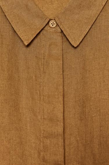 CAMISA LINO 100% ZW COLLECTION - Ocre de Zara