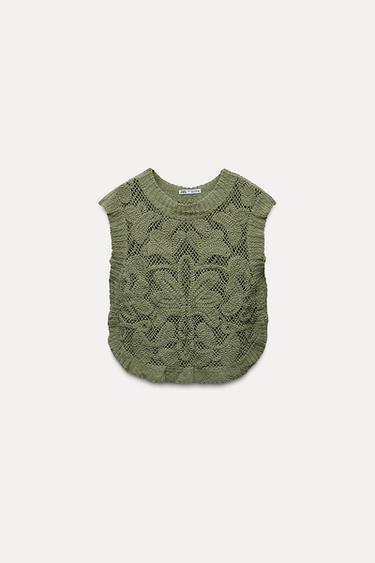 HKOVAN VESTOV TOP - Svtl khaki od Zara
