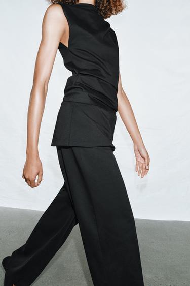 DRAPED COTTON TOP - Black by Zara - Image 3
