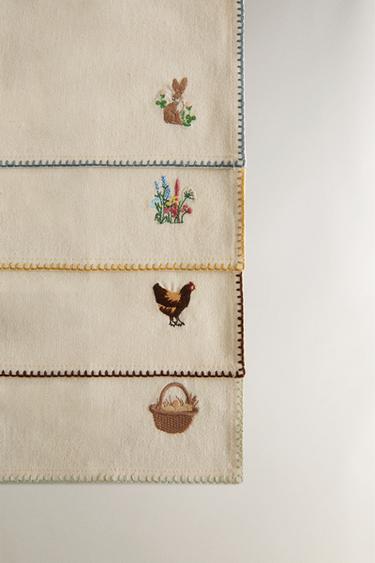 PACK SERVIETTES BRODERIE PÂQUES (LOT DE 4) - Écru de Zara - Image 2
