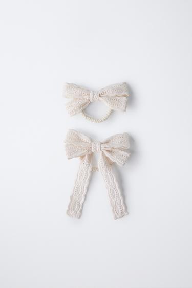 Zara TWO-PACK OF HAIR SCRUNCHIES WITH CUT-OUT BOWS - Multicolored