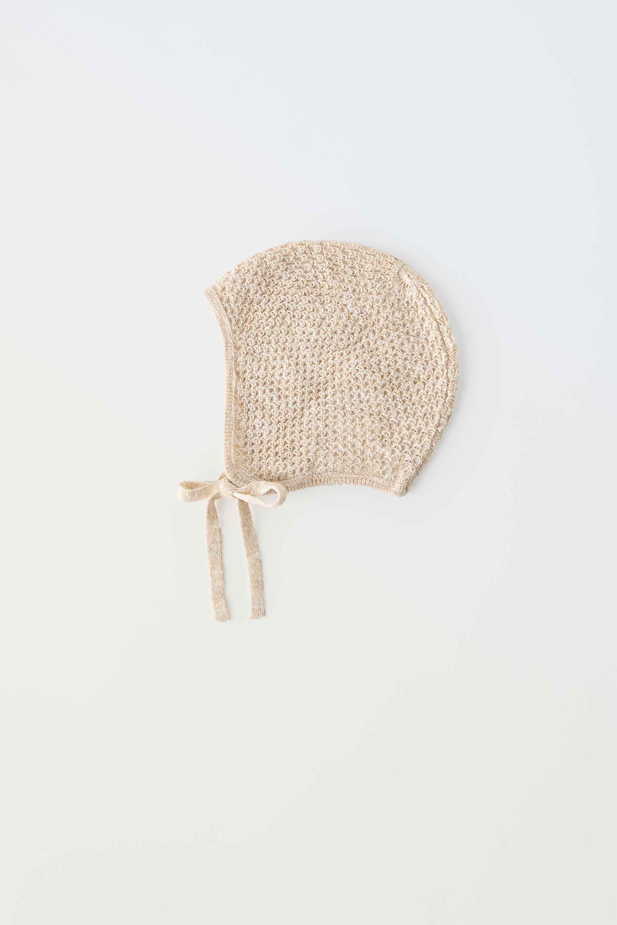 TEXTURED KNIT BONNET Sand Marl ZARA Australia