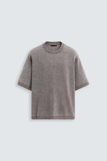 CAMISETA PUNTO LAVADA - Lila de Zara