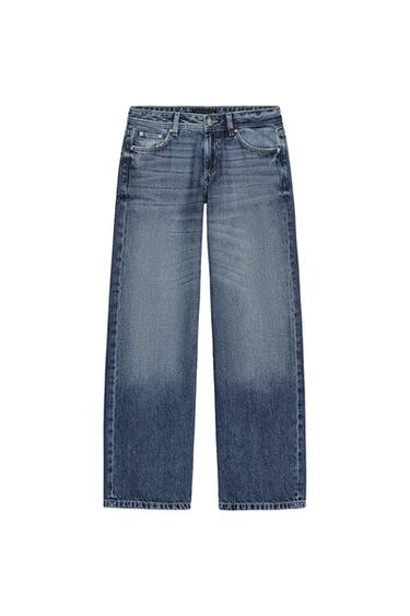 Zara Z1975 系列低腰直筒版牛仔褲 - 藍色