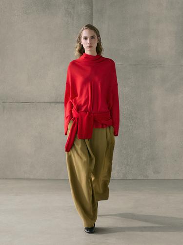 Zara Flowing blouse with draped collar - Orange - Image 0