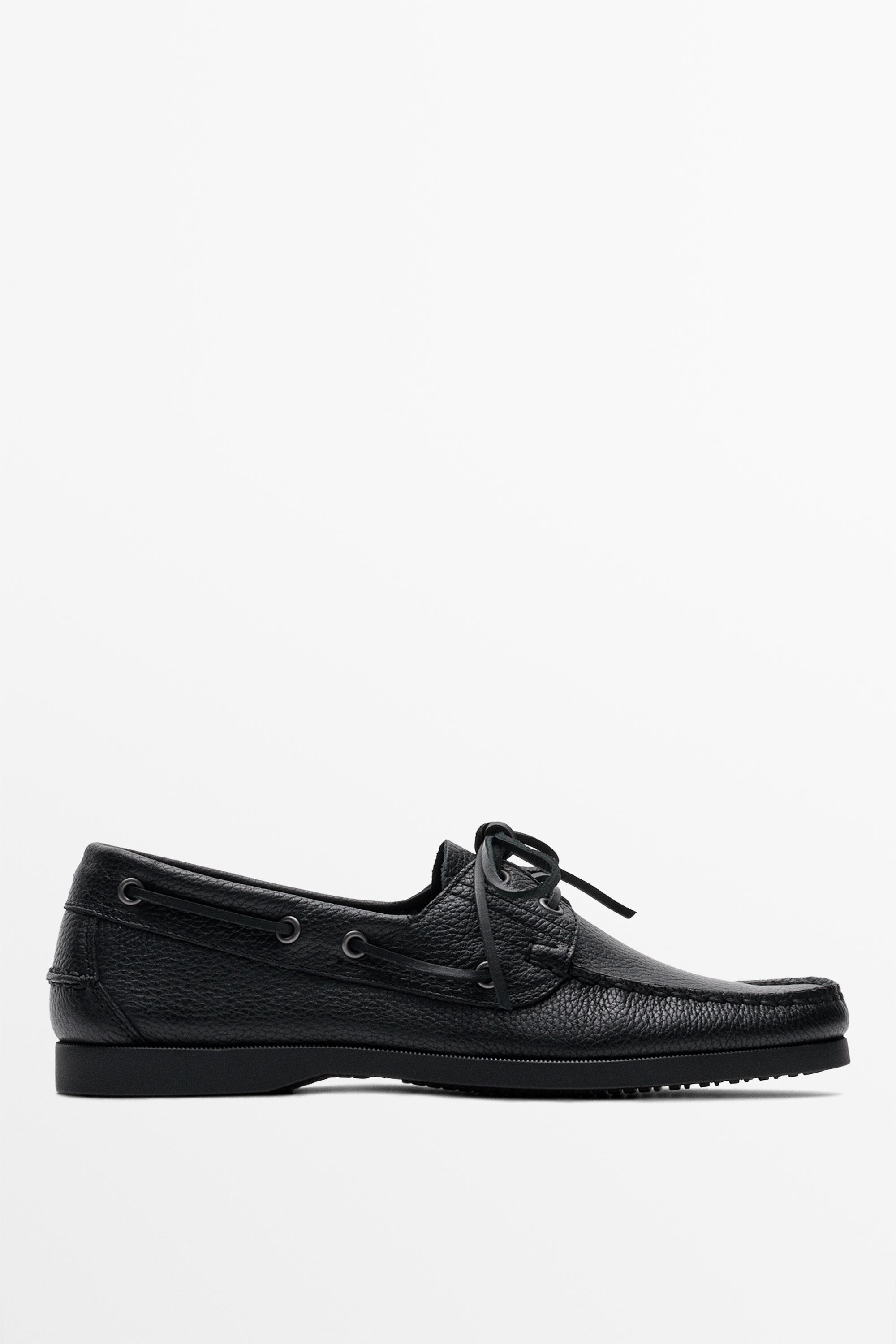 Leather boat shoe — Black