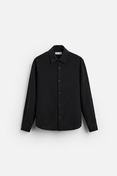 BOUCLÉ TEXTURED SHIRT - Black by Zara