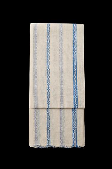 LINEN STRIPE SCARF - Ecru by Zara - Image 0