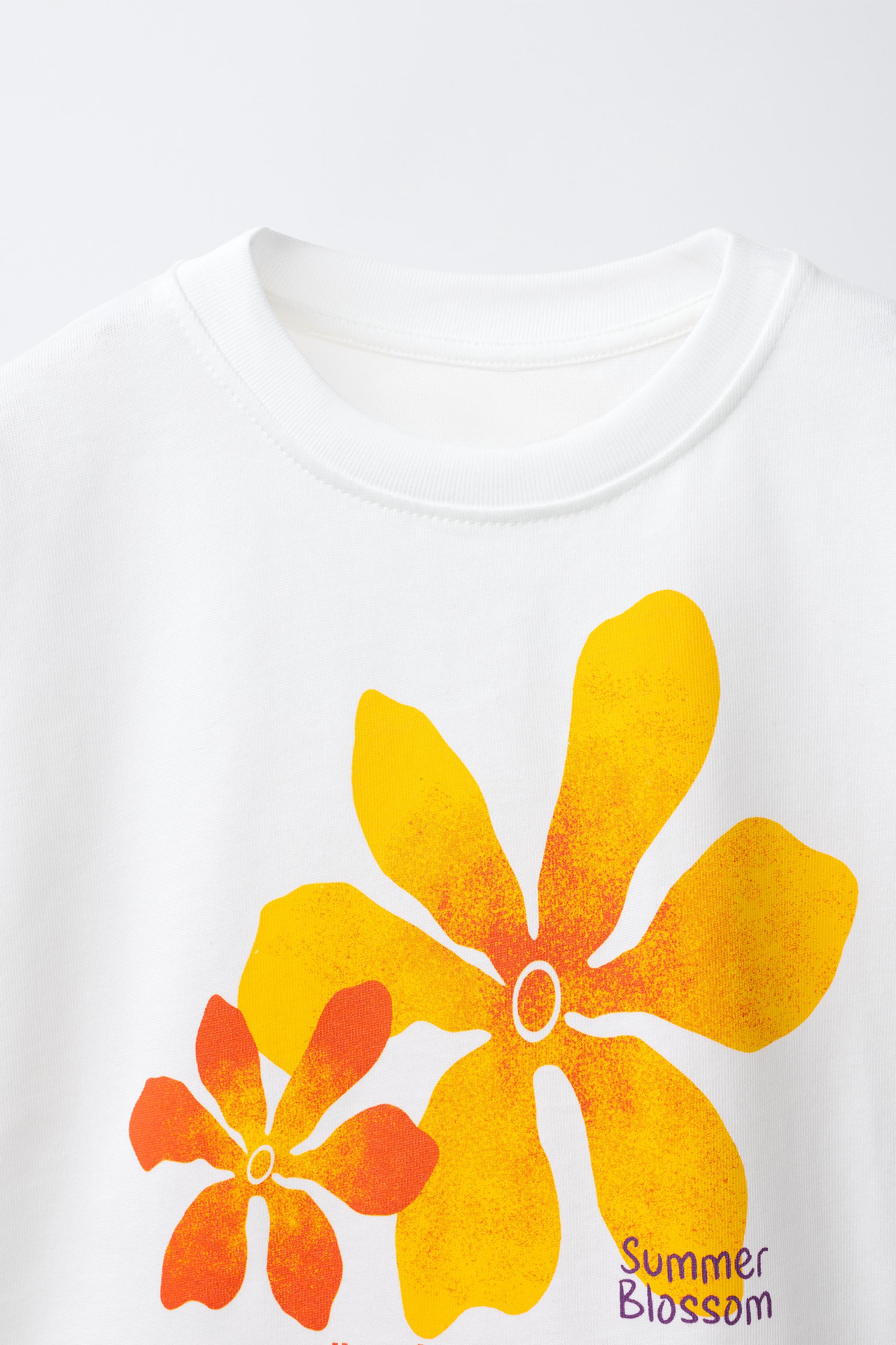 FLORAL PRINT T-SHIRT - White | ZARA Canada