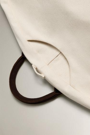 TRAVEL SUIT BAG WITH LEATHER DETAIL - Ecru by Zara - Image 1