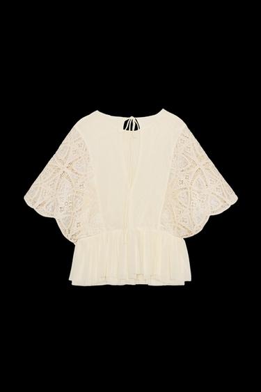 TOP BORDADOS - Vainilla de Zara