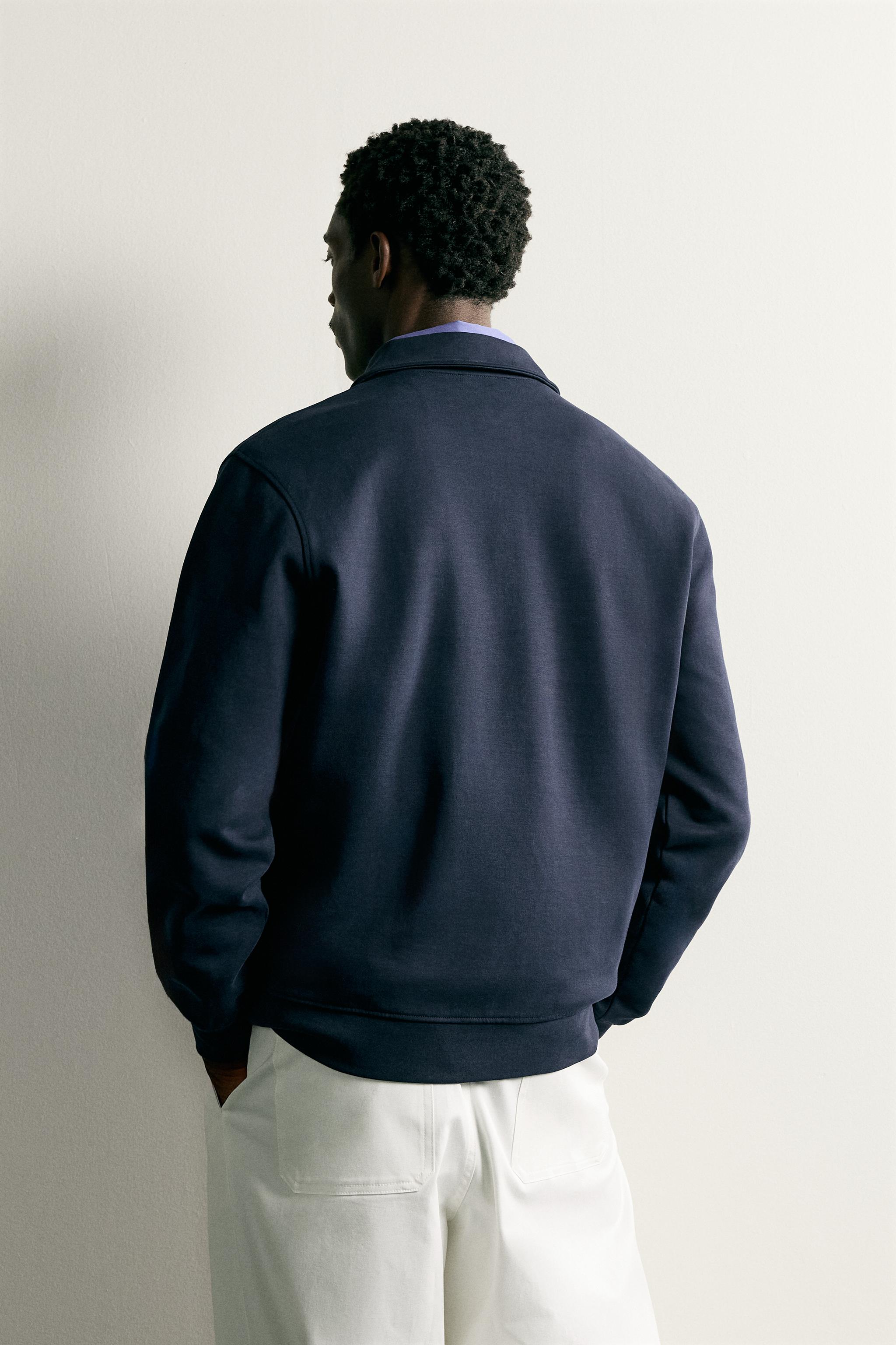 Zara FERMUARLI İNTERLOK POLO SWEATSHIRT görsel 3