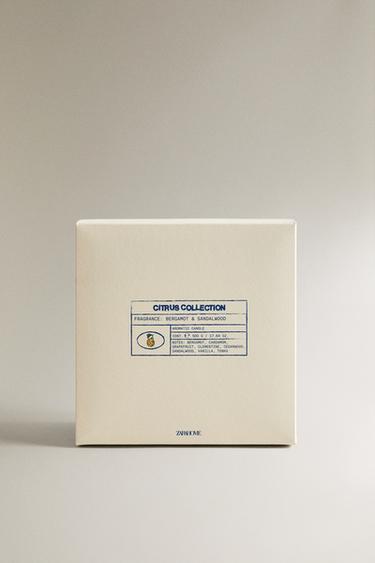 (500 G) BERGAMOT & SANDALWOOD SCENTED CANDLE - Ecru / Green by Zara - Image 3