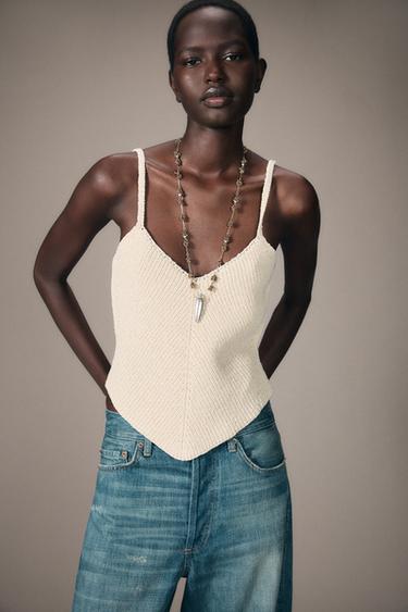 KNIT V-NECK TOP - Butter by Zara