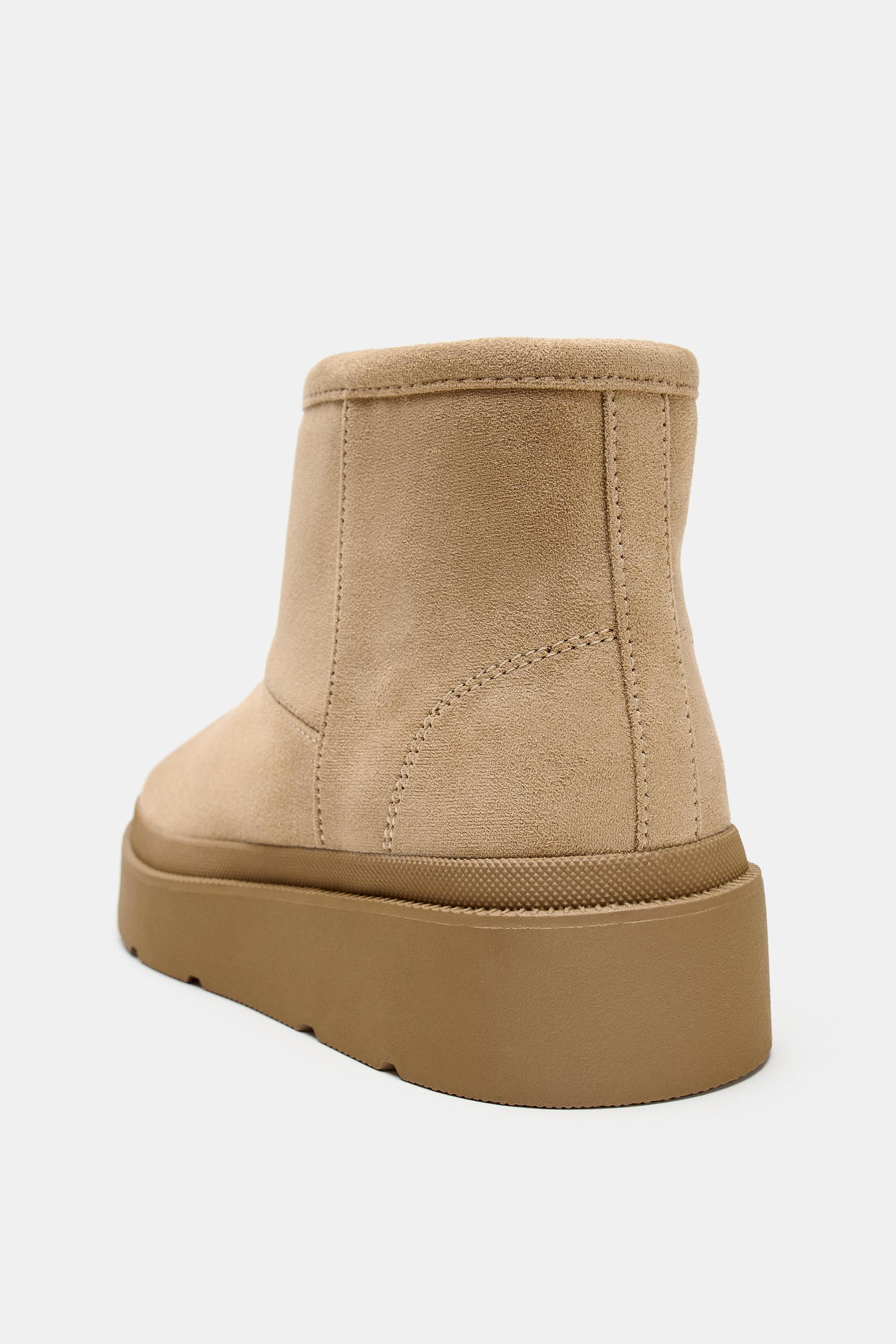FAUX SHEARLING LINED ANKLE BOOTS