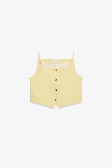 COLETE ALÇAS BOTÕES - Amarelo da Zara
