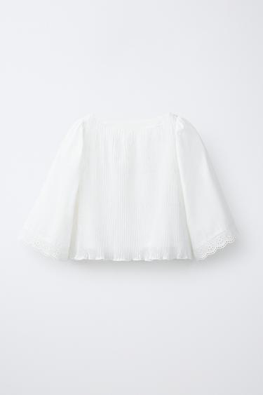 טופ פליסה רקום - לבן של Zara - תמונה 0