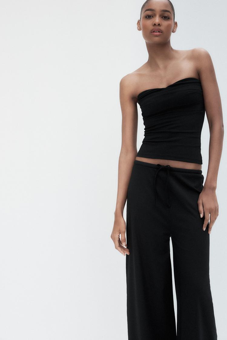 TEXTURED STRAIGHT LEG PANTS