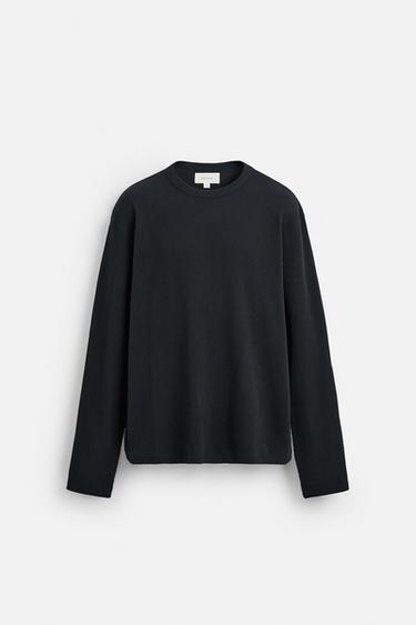 CAMISETA ESTRUCTURA CUADRILLÉ - Marino oscuro de Zara