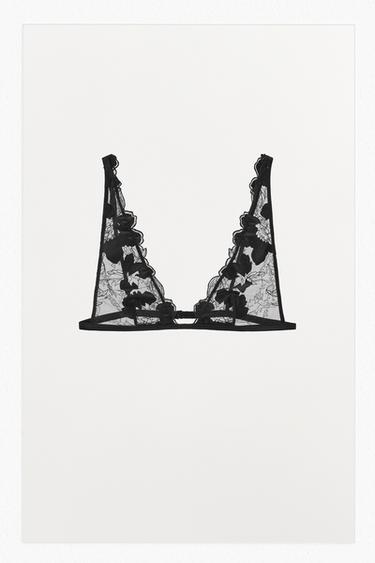 FLORAL LACE TRIANGLE BRALETTE - Black by Zara