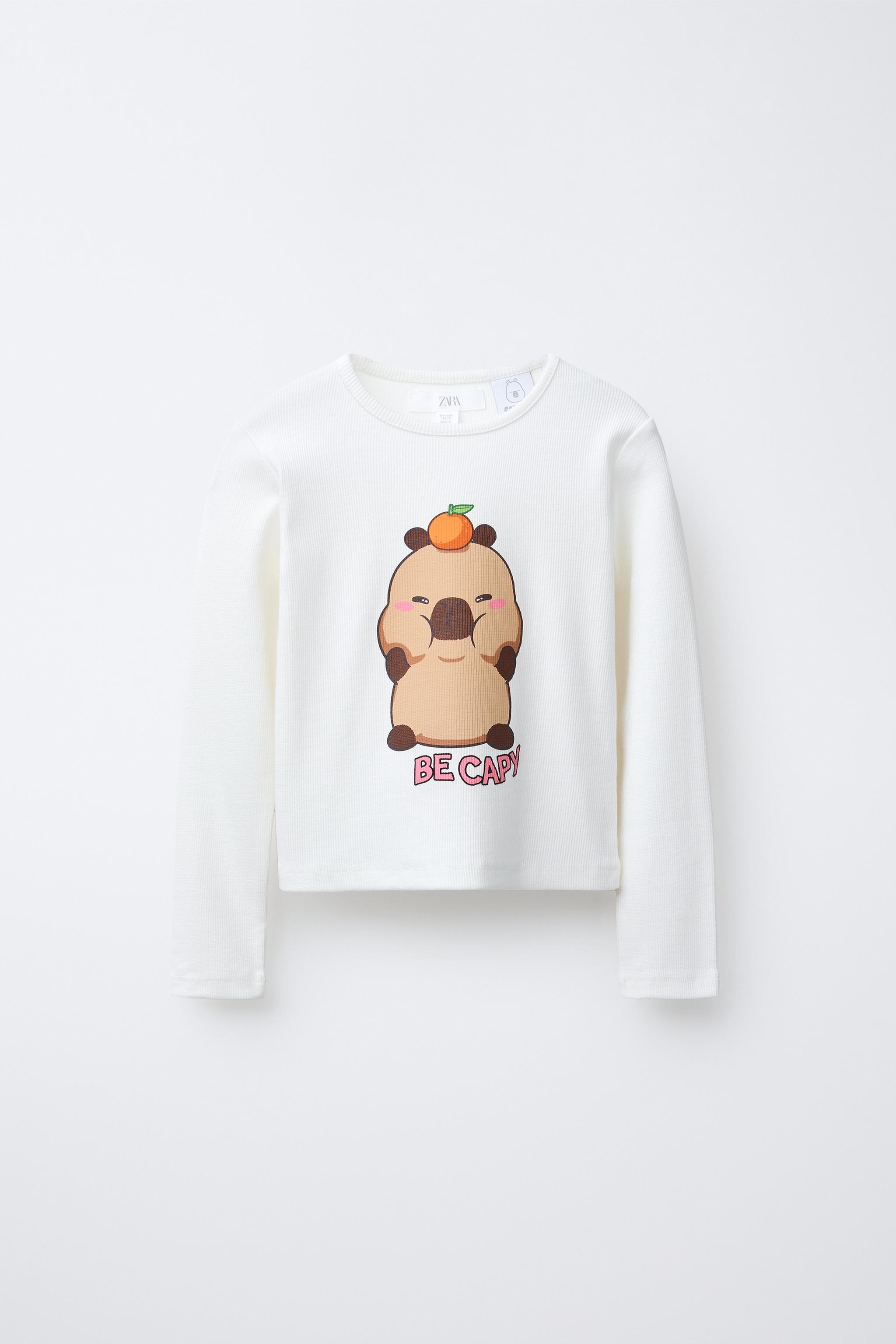 リブTシャツ CAPIBARA CAPYFUN © - ホワイト | ZARA Japan / 日本