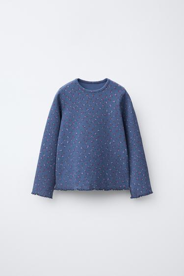 CAMISETA RIB ESTAMPADO - Azul de Zara