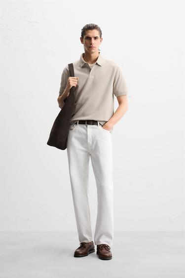 TEXTURED POLO SHIRT - Light tan by Zara - Image 0