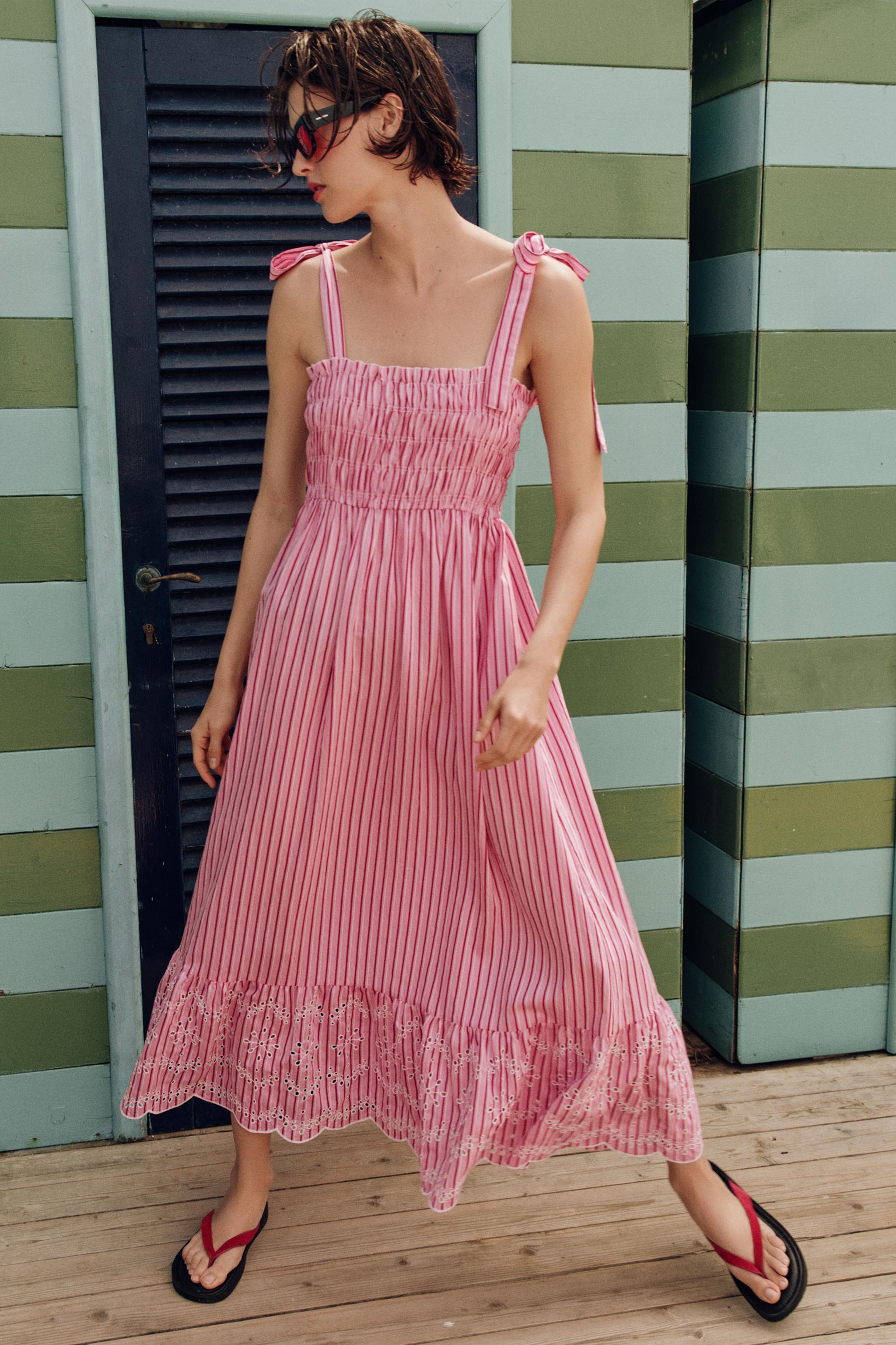 ROBE MIDI RAYURES ET NŒUDS
