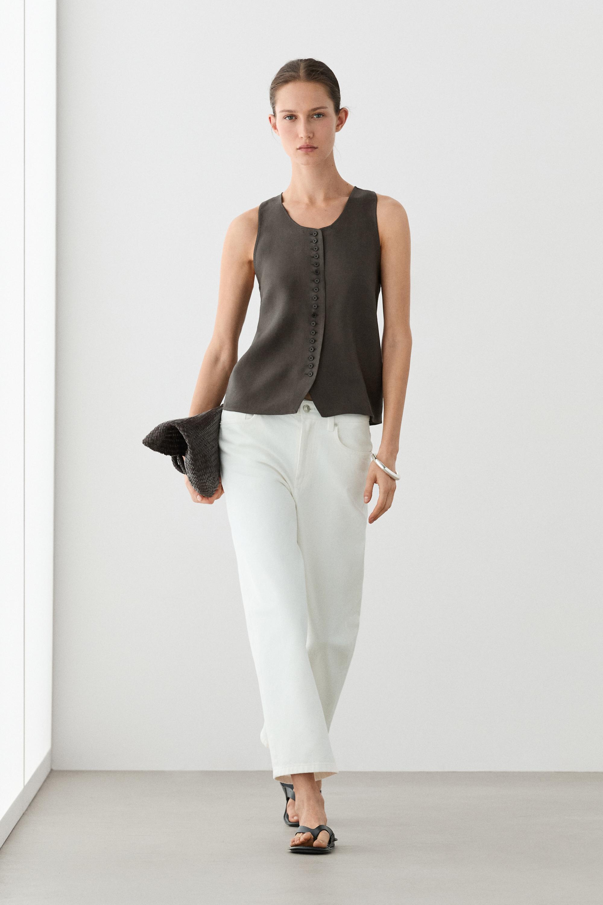 100% linen vest — Brown marl