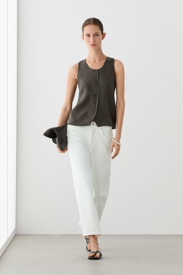 100% linen vest — Brown marl 2
