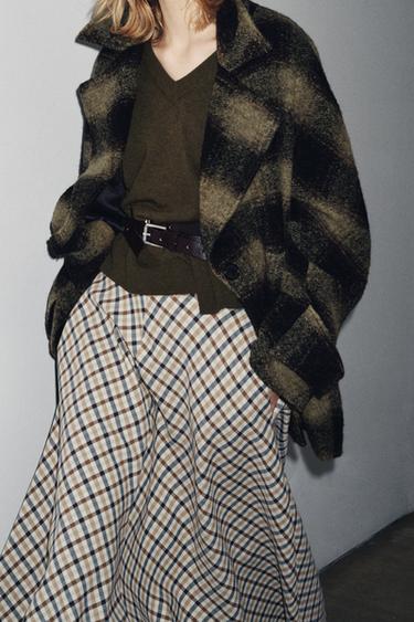 CHECK WOOL BLEND COAT ZW COLLECTION LIMITED EDITION - Black / Green by Zara - Image 3
