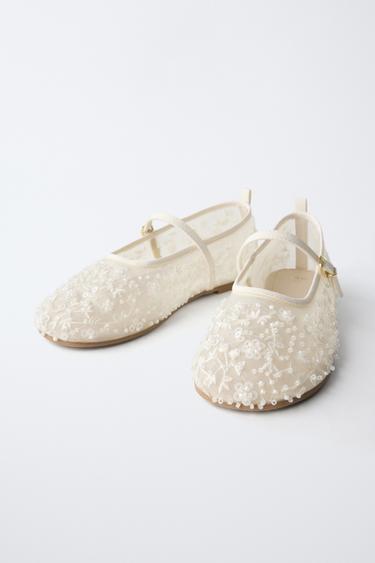 BALLERINAS WITH FAUX PEARLS - Ecru White by Zara - Image 2