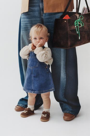 DENIM PINAFORE DRESS AND BLOOMERS - Mid-blue by Zara