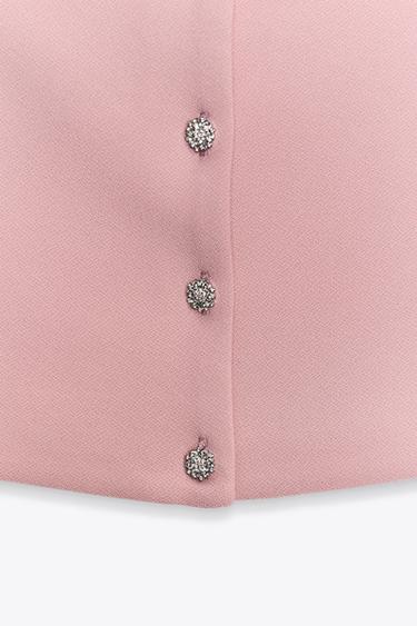 CREPE TOP WITH GEM BUTTONS - Dusty pink by Zara - Image 5