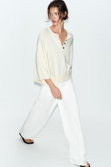 JERSEY PUNTO MANGA ANCHA - Crudo de Zara