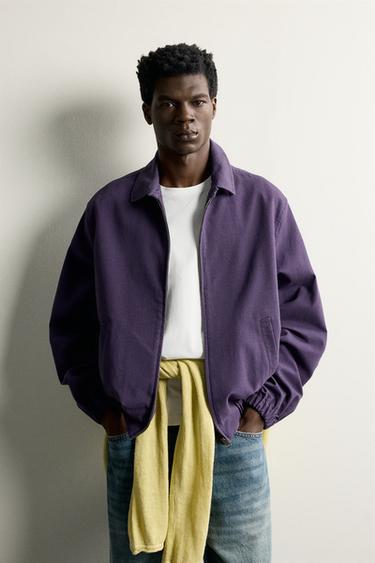 REGULAR FIT COTTON JACKET - Dark purple by Zara