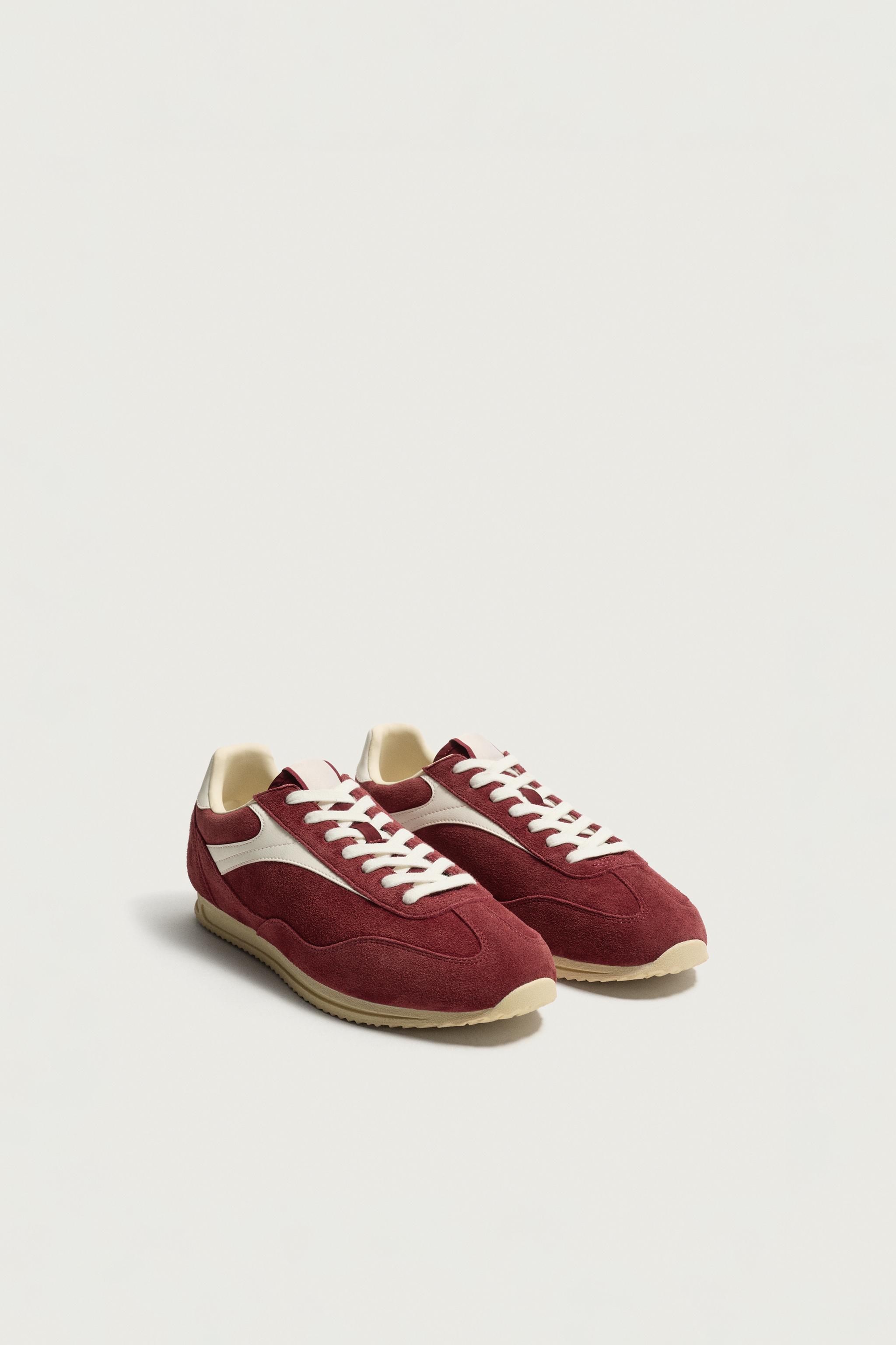RETRO LEATHER SNEAKERS — Red