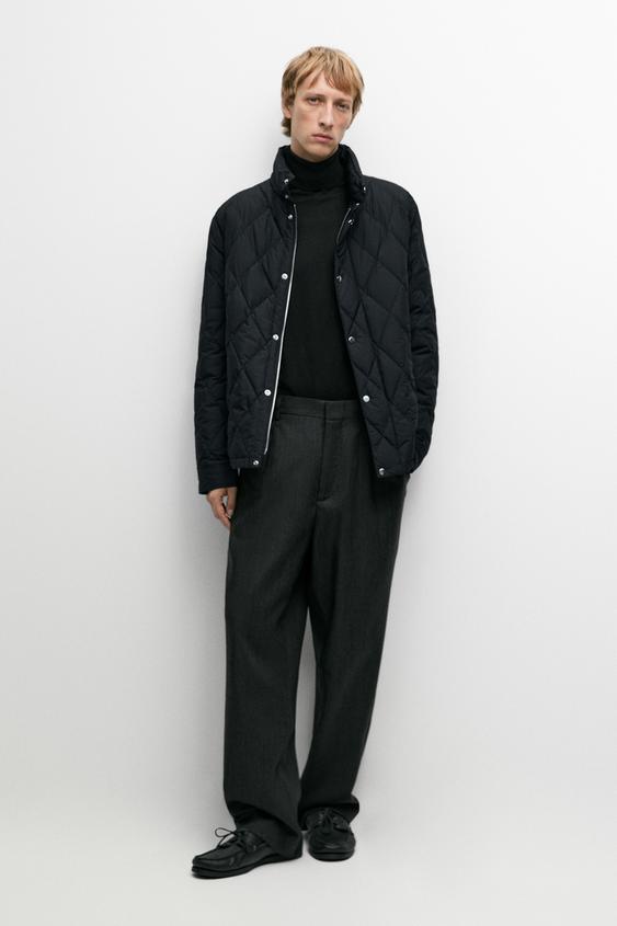 Zara Down jacket with button detail - Blue - Image 0