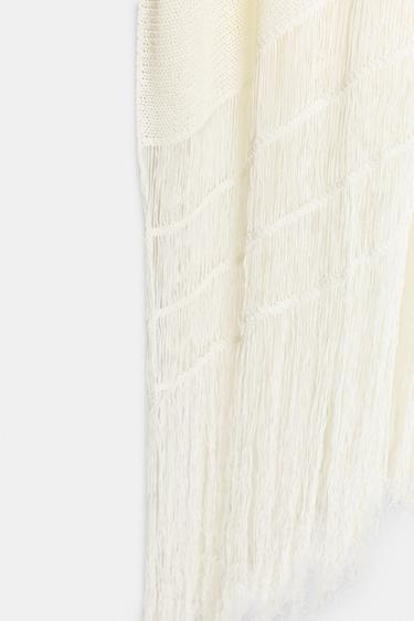 TUNIQUE EN MAILLE À FRANGES - Écru clair de Zara - Image 8