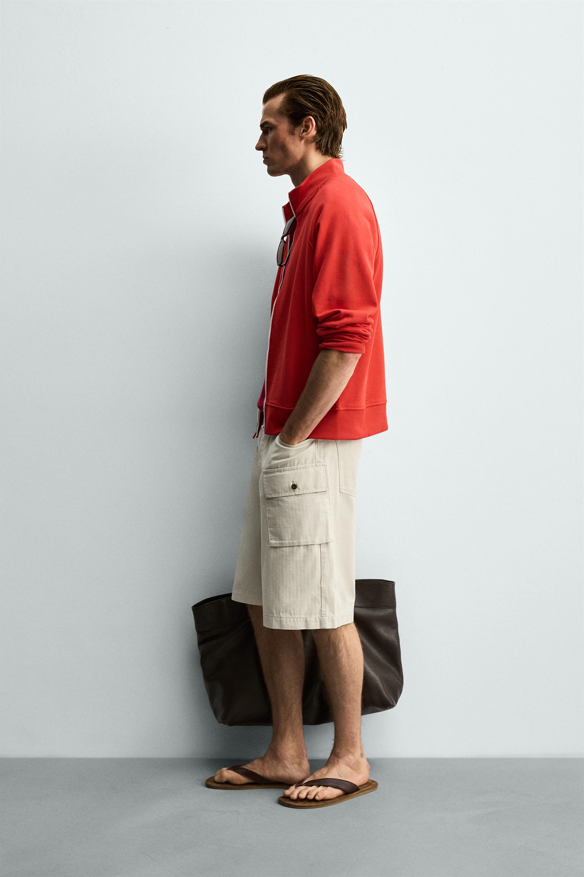 Мужские худи Zara CONTRAST ZIP RELAXED FIT SWEATSHIRT — фото 4