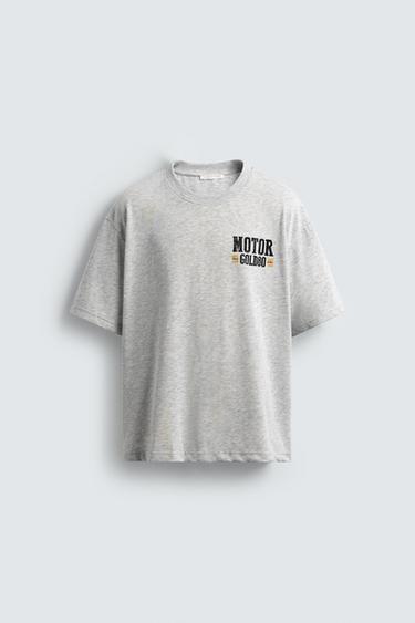 Zara MOTOR GRAPHIC T-SHIRT - Gray marl