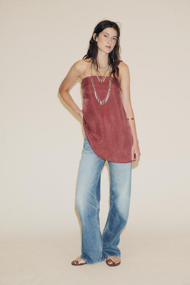 Zara ASÜMMEETRILINE BANDEAU-TOPP - Burgundy - Pilt 0
