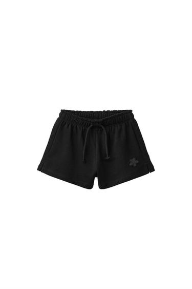 برمودا صوف خروف بتطريز مطاطي - أسود by Zara