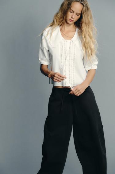 EMBROIDERED PETER PAN COLLAR SHIRT - White by Zara - Image 3