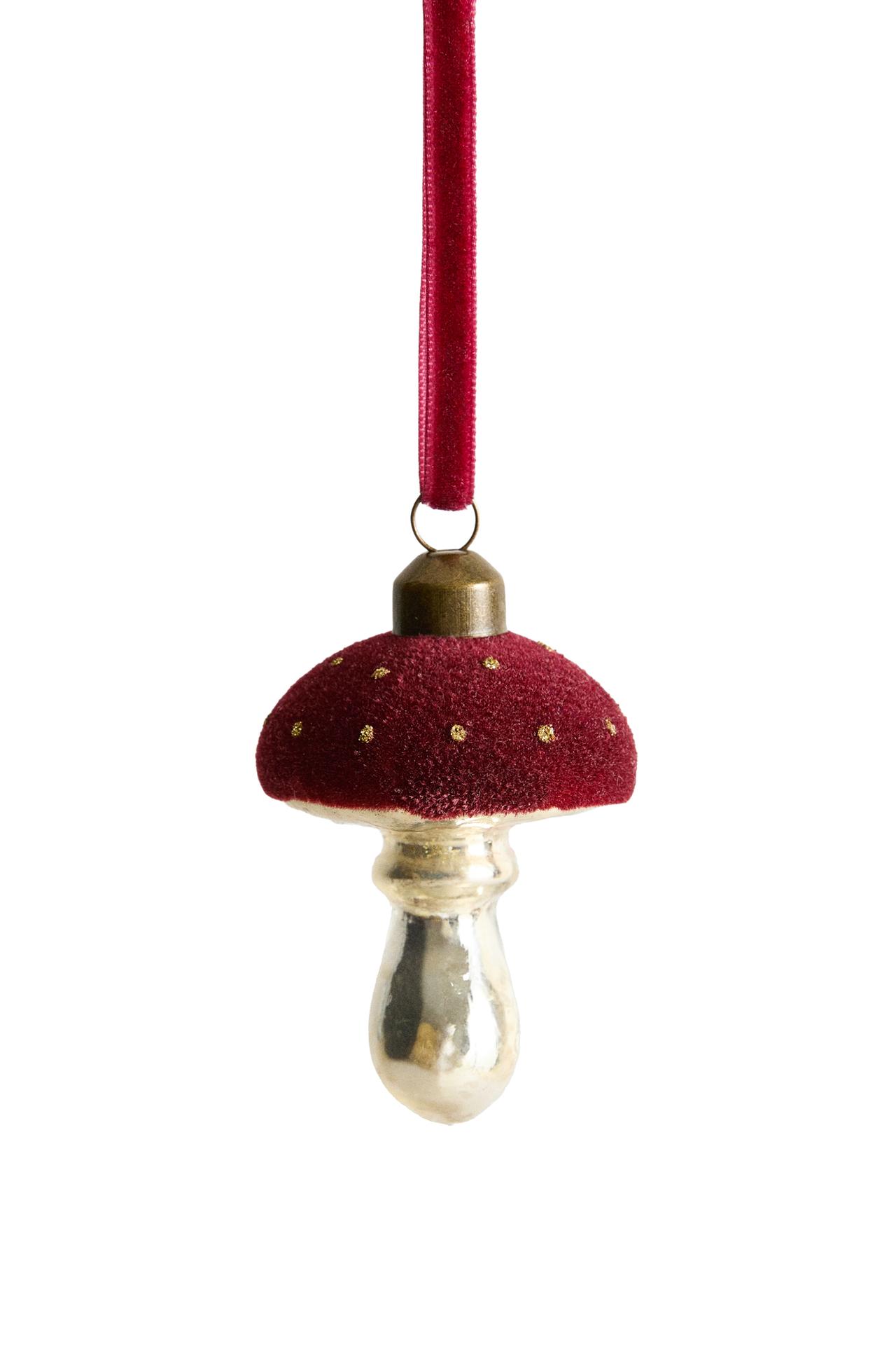 VELVET MUSHROOM CHRISTMAS TREE DECORATION