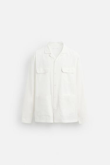 CHEMISE COTON À POCHES - Blanc cassé de Zara - Image 6