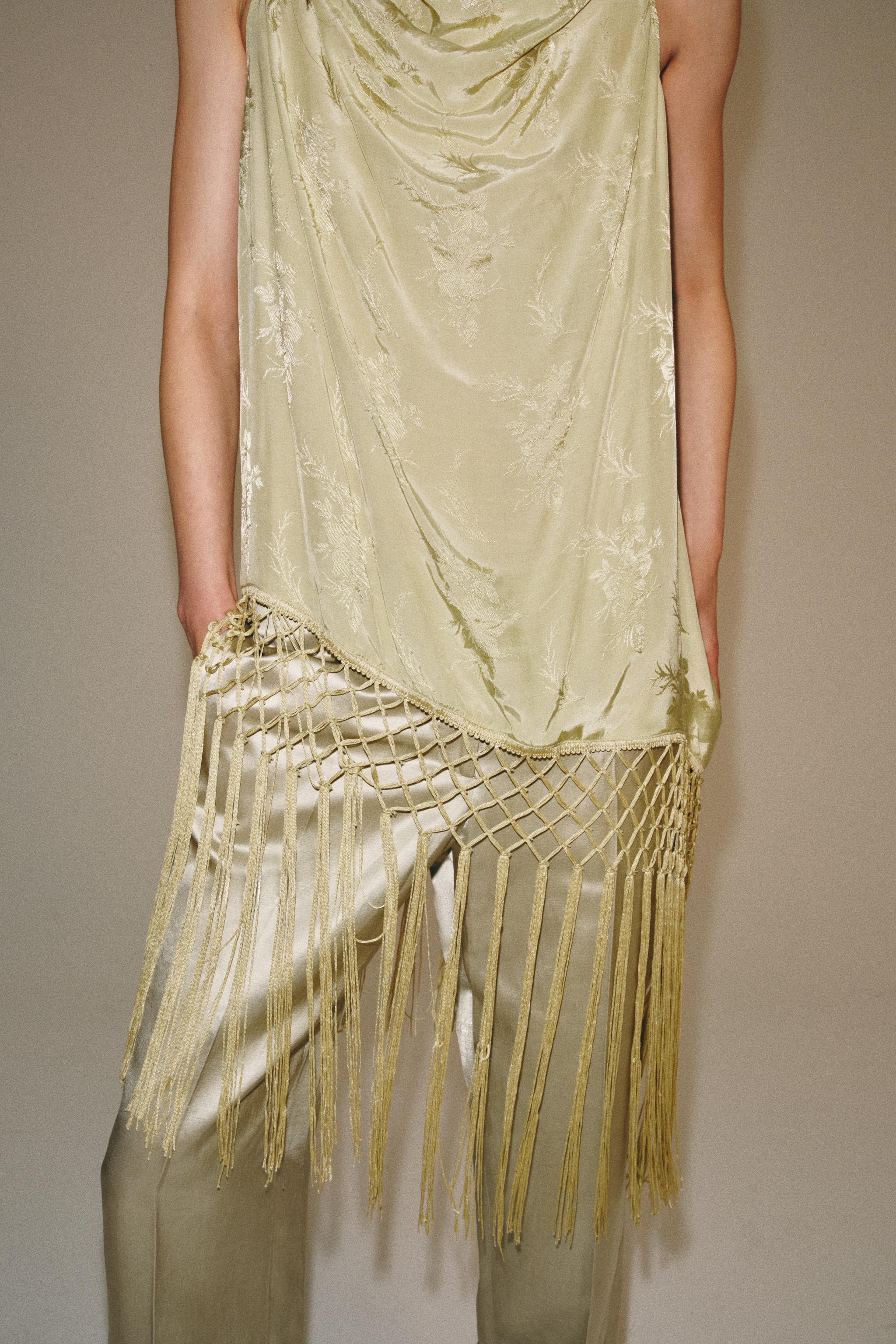 Женские рубашки Zara ZW COLLECTION FRINGED JACQUARD TOP — фото 2