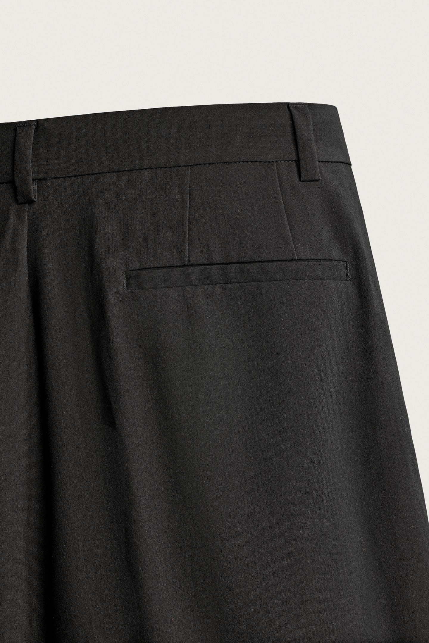 Мужские брюки Zara Relaxed-Fit Pleated, цвет: Чёрный — фото 9
