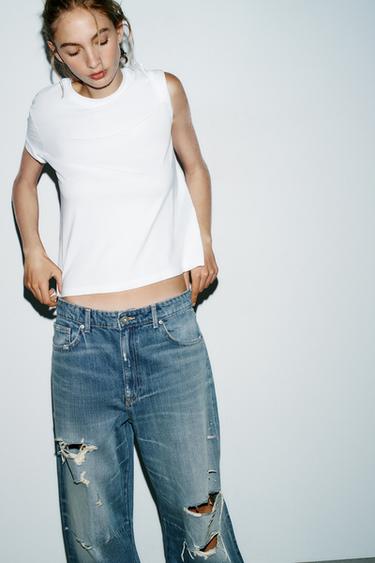 JEANS TRF BAGGY BALLOON TIRO MEDIO - Índigo de Zara